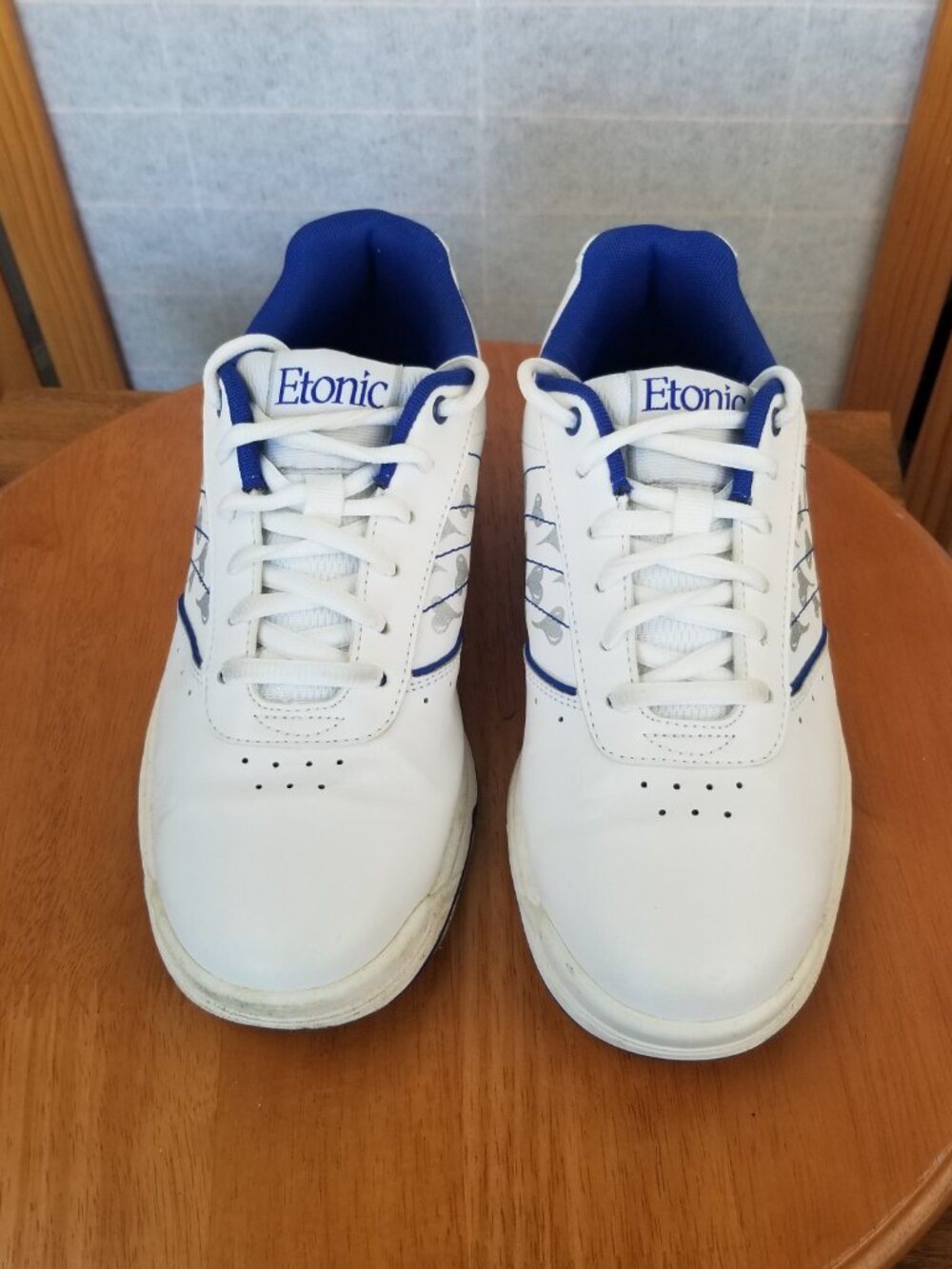 Etonic Women's Bowling Shoes Size 7.5 White Blue Glitter Hearts Non-Marking